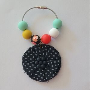 Black Polkadot Flower Bogg Bag Purse Charm
